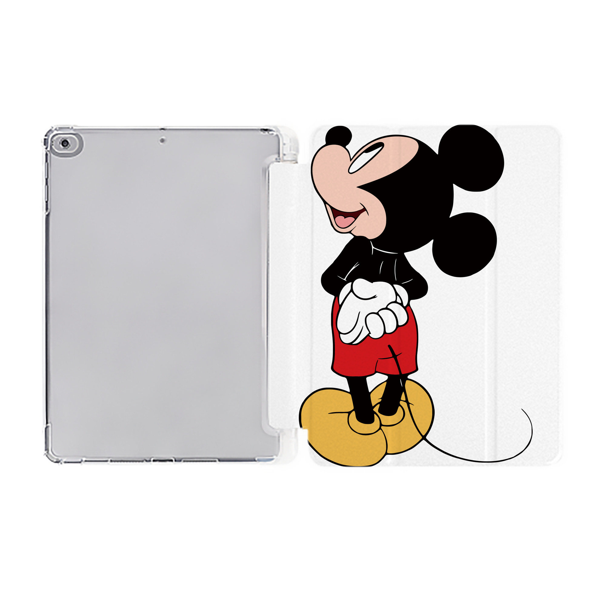（画像用） ミッキーマウス Mickey Mouse IPad ケース ペン収納付き 三つ折りスタンド PUレザー×シリコン 対応機種9.5/10.5/10.9インチ